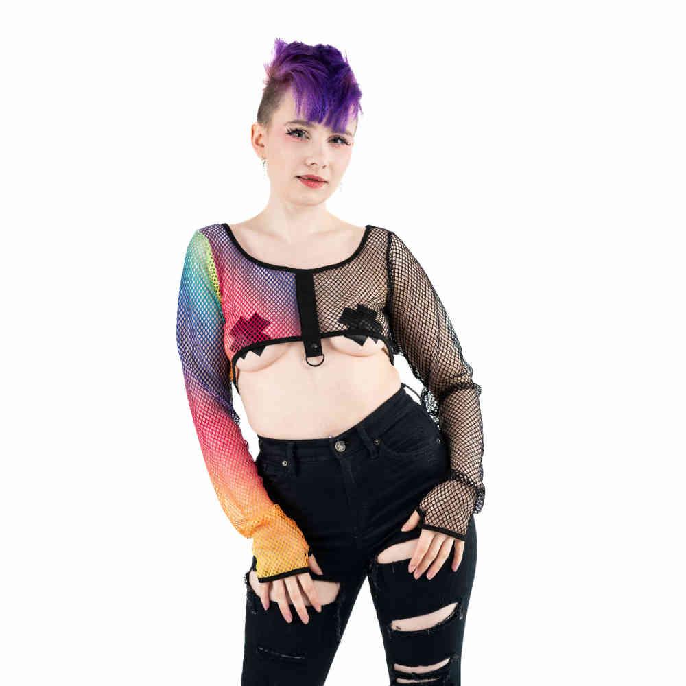 Poizen Industries - Echo Schulterjacke/bolero - Schwarz/Regenbogen